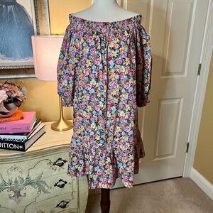 NWOT Anthropologie Maeve Floral Flounce Off-Shoulder Dress Size SMALL